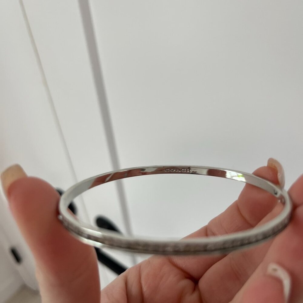 Coach Thin Silver Bangle Bracelet - Picture 3 of 3